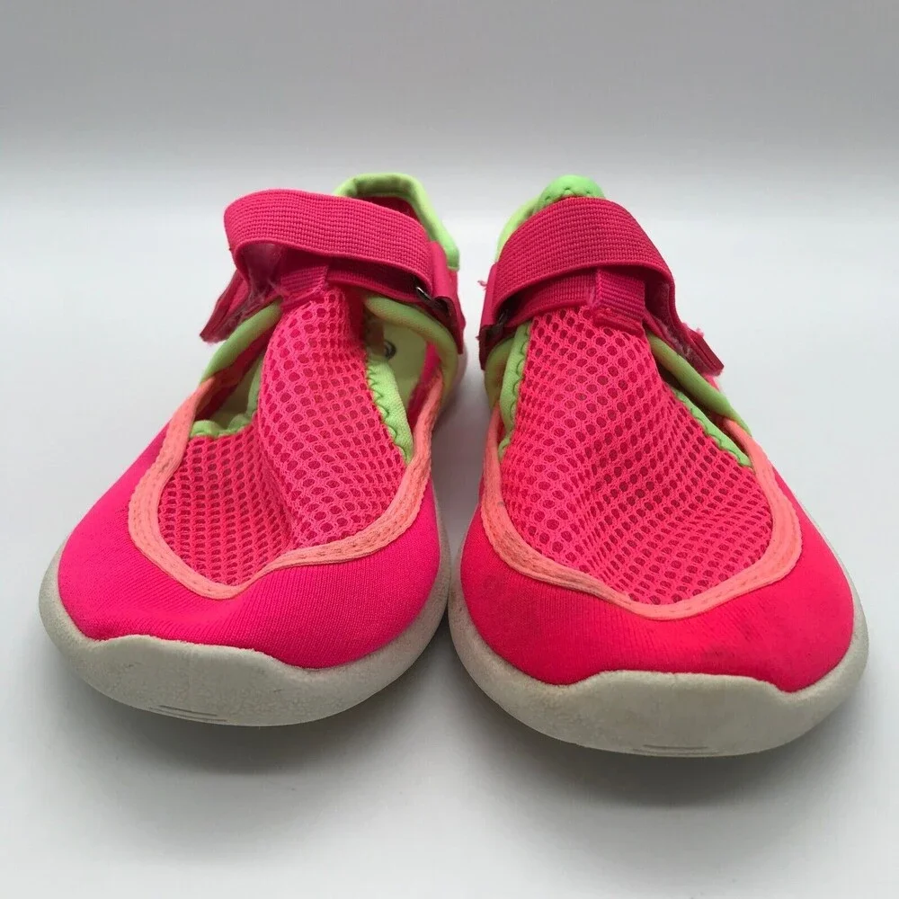 Wonder Nation Beach Water Shoes Kids size 11/12 Neon Pink & Green Mesh Sneakers